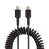 StarTech.com Cable de carga USB-C de 20in (50cm), cable espiral, resistente, carga rápida y sincronización, USB 2.0 Type-C, con fibra de aramida resistente, cable USB macho a macho duradero, Negro