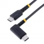 StarTech.com Cable de carga USB-C de 30cm con ángulo recto – 60W PD 3A – Cable USB-C de carga rápida resistente – Negro USB 2.0 Type-C – reforzado con fibra de aramida – Cable de carga USB
