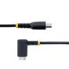 StarTech.com Cable de carga USB-C de 30cm con ángulo recto – 60W PD 3A – Cable USB-C de carga rápida resistente – Negro USB 2.0 Type-C – reforzado con fibra de aramida – Cable de carga USB