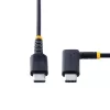 StarTech.com Cable de carga USB-C de 30cm con ángulo recto – 60W PD 3A – Cable USB-C de carga rápida resistente – Negro USB 2.0 Type-C – reforzado con fibra de aramida – Cable de carga USB