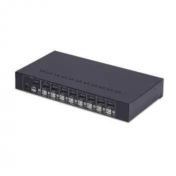 StarTech.com Conmutador KVM DisplayPort de 8 puertos con kit de montaje en rack 1U, 4K 60 Hz DP 1.2, conmutación por botón y tecla de acceso rápido, hub USB de 4 puertos, independiente del sistema operativo, conforme a TAA