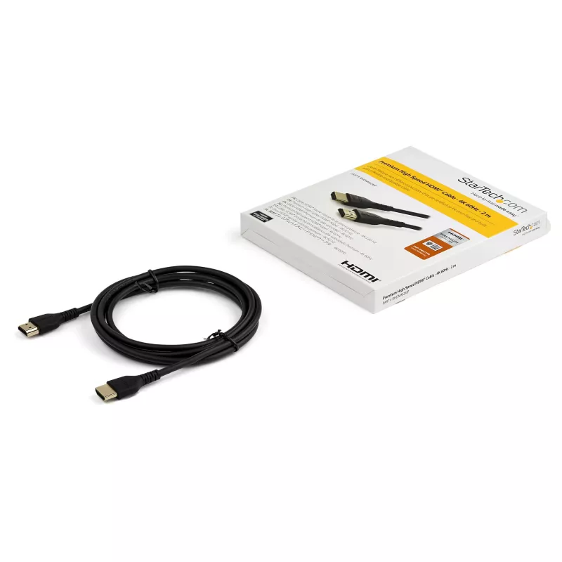 StarTech.com Cable HDMI 2.0 Slim de 6 ft (2 m), cable HDMI premium certificado flexible con Ethernet, UHD 4K 60 Hz HDR10, diseño duradero de fibra de aramida con funda de TPE