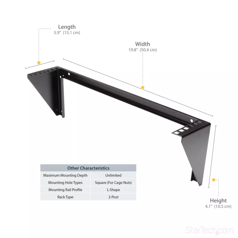 StarTech.com Soporte de pared vertical de 2U y 19 pulgadas para dispositivos de acero