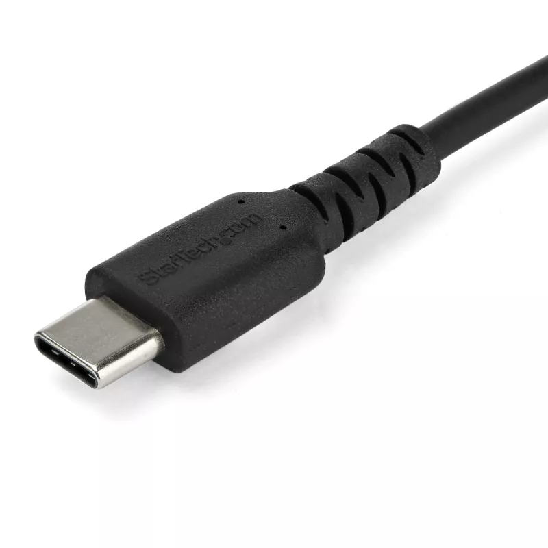 StarTech.com Cable de carga USB-C de 1 m – Cable de carga y sincronización rápido resistente USB 2.0 Type-C a USB-C para portátil – Funda de TPE fibra de aramida M/M 60 W Negro – Samsung S10 S20 iPad Pro MS Surface