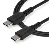 StarTech.com Cable de carga USB-C de 1 m – Cable de carga y sincronización rápido resistente USB 2.0 Type-C a USB-C para portátil – Funda de TPE fibra de aramida M/M 60 W Negro – Samsung S10 S20 iPad Pro MS Surface