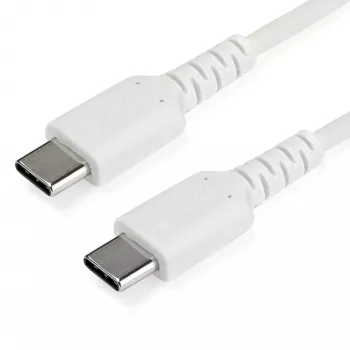StarTech.com Cable de carga USB-C de 1 m – Cable robusto de carga rápida y sincronización USB 2.0 Type-C a USB-C para portátil – Funda de TPE fibra de aramida M/M 60W blanco – Samsung S10 S20 iPad Pro MS Surface