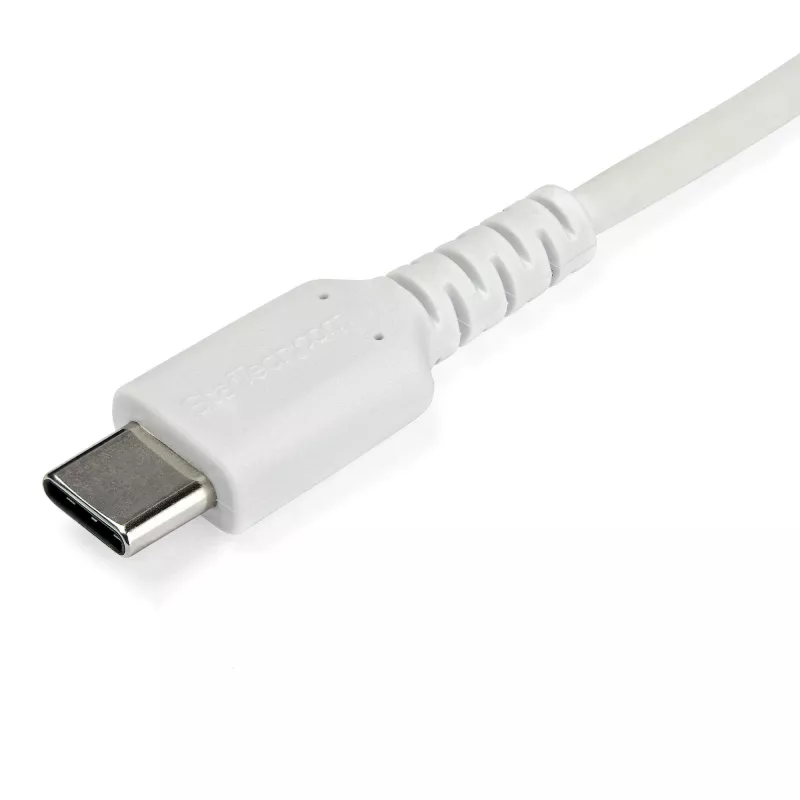 StarTech.com Cable de carga USB-C de 1 m – Cable robusto de carga rápida y sincronización USB 2.0 Type-C a USB-C para portátil – Funda de TPE fibra de aramida M/M 60W blanco – Samsung S10 S20 iPad Pro MS Surface