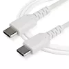 StarTech.com Cable de carga USB-C de 1 m – Cable robusto de carga rápida y sincronización USB 2.0 Type-C a USB-C para portátil – Funda de TPE fibra de aramida M/M 60W blanco – Samsung S10 S20 iPad Pro MS Surface