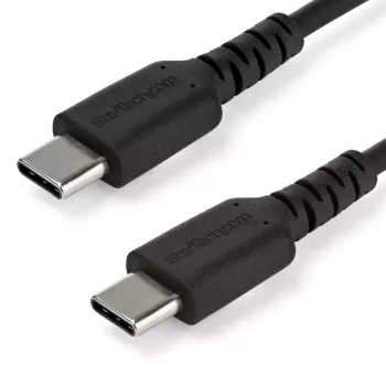 StarTech.com Cable de carga USB-C de 2 m – Cable de carga y sincronización rápido resistente USB 2.0 Type-C a USB-C para portátil – Funda de TPE fibra de aramida M/M 60 W Negro – Samsung S10 S20 iPad Pro MS Surface