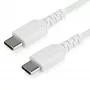 StarTech.com Cable de carga USB-C de 2 m – Cable robusto de carga rápida y sincronización USB 2.0 Type-C a USB-C para portátil – Funda de TPE fibra de aramida M/M 60W blanco – Samsung S10 S20 iPad Pro MS Surface