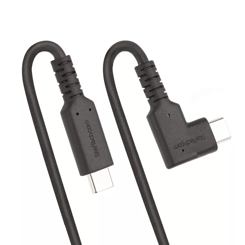 StarTech.com Cable USB-C de 2 m, en ángulo, USB 5Gbps, 100W (5A) Power Delivery, 4K 60Hz DP Alt Mode, cable USB-C robusto – compatible con Thunderbolt