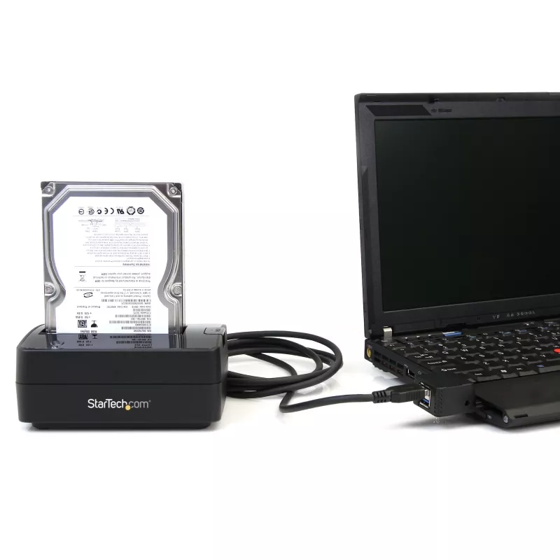 StarTech.com Base de acoplamiento para disco duro USB 3.0 a SATA de una bahía, base para disco duro USB 3.0 (5 Gbit/s), base de acoplamiento externa para HDD/SSD SATA I/II/III de 2,5/3,5 pulgadas, inserción de disco duro de carga superior