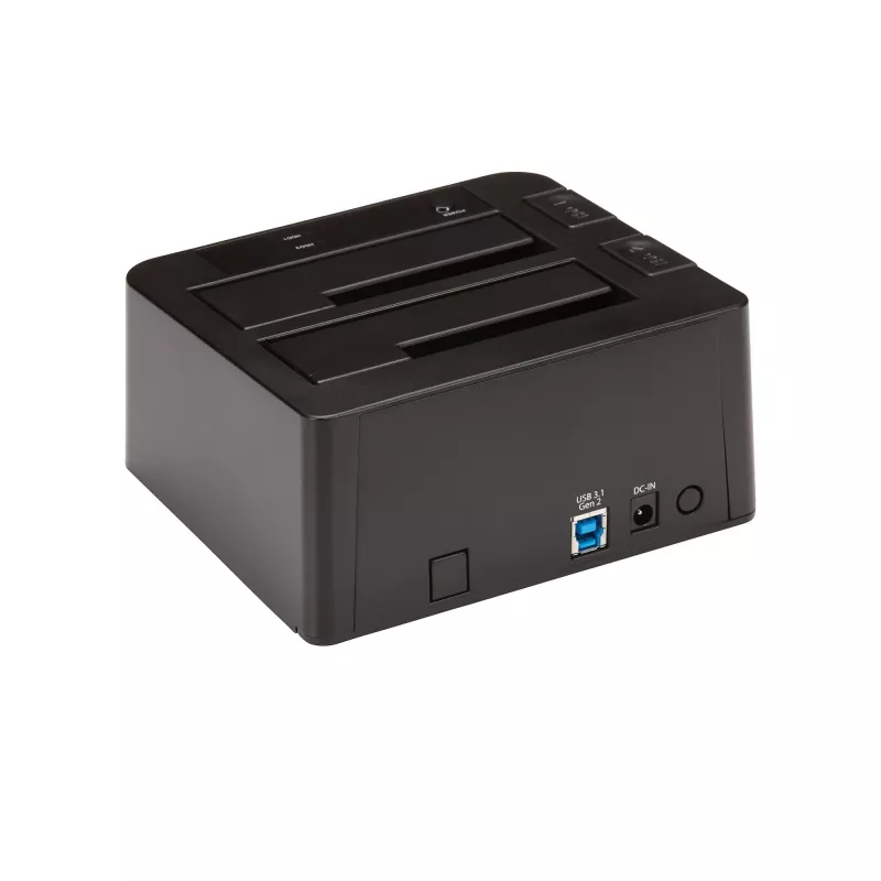 StarTech.com Base de acoplamiento para disco duro USB 3.2 Gen 2 a SATA de doble bahía, base para disco duro USB 10 Gbps, base de acoplamiento externa para SSD/HDD SATA I/II/III de 2,5/3,5 pulgadas, inserción de disco duro hot-swap, carga superior
