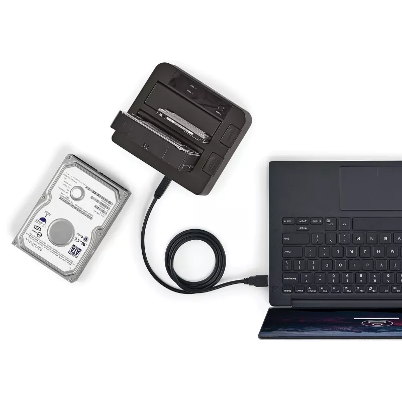 StarTech.com Base de acoplamiento para disco duro USB 3.2 Gen 2 a SATA de doble bahía, base para disco duro USB 10 Gbps, base de acoplamiento externa para SSD/HDD SATA I/II/III de 2,5/3,5 pulgadas, inserción de disco duro hot-swap, carga superior