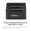 StarTech.com Base de acoplamiento para disco duro USB 3.2 Gen 2 a SATA de doble bahía, base para disco duro USB 10 Gbps, base de acoplamiento externa para SSD/HDD SATA I/II/III de 2,5/3,5 pulgadas, inserción de disco duro hot-swap, carga superior