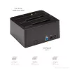 StarTech.com Base de acoplamiento para disco duro USB 3.2 Gen 2 a SATA de doble bahía, base para disco duro USB 10 Gbps, base de acoplamiento externa para SSD/HDD SATA I/II/III de 2,5/3,5 pulgadas, inserción de disco duro hot-swap, carga superior