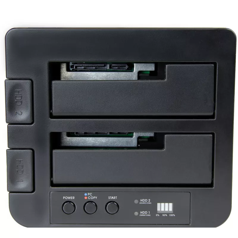 StarTech.com Duplicador de discos duros autónomo, clonador/copiador de HDD/SSD de doble bahía, base de acoplamiento USB 3.1 (10 Gbit/s) a SATA III HDD/SSD, base duplicadora de discos duros, clonador de discos duros
