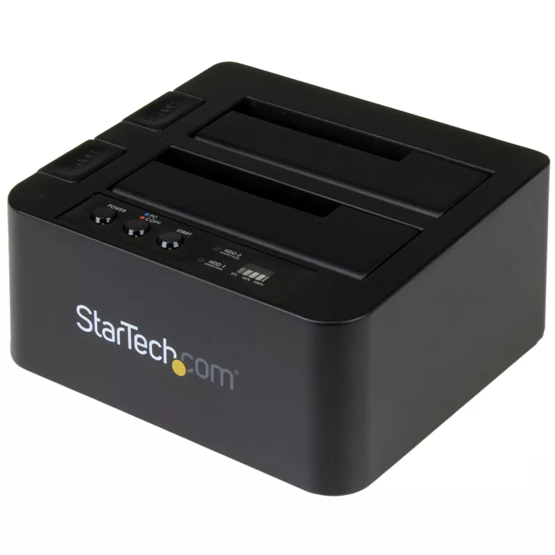 StarTech.com Duplicador de discos duros autónomo, clonador/copiador de HDD/SSD de doble bahía, base de acoplamiento USB 3.1 (10 Gbit/s) a SATA III HDD/SSD, base duplicadora de discos duros, clonador de discos duros