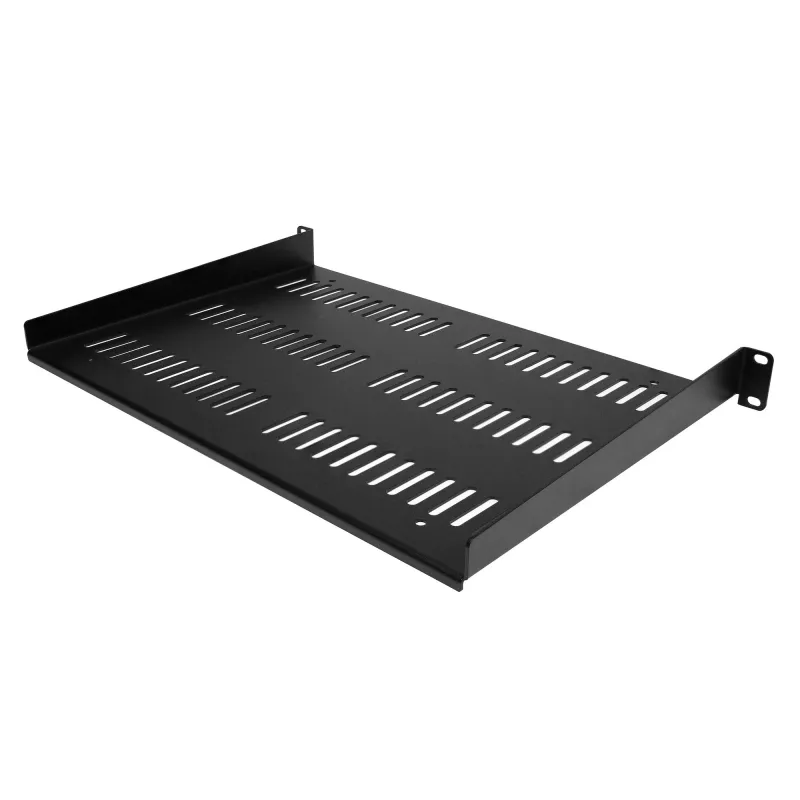 StarTech.com Bandeja de rack de servidor 1U - Bandeja en voladizo de montaje en rack universal ventilada para rack y armario de equipos de red de 19 pulgadas - Diseño duradero - Capacidad de peso 55 lb/25 kg - Bandeja de 12 pulgadas de profundidad, Negro