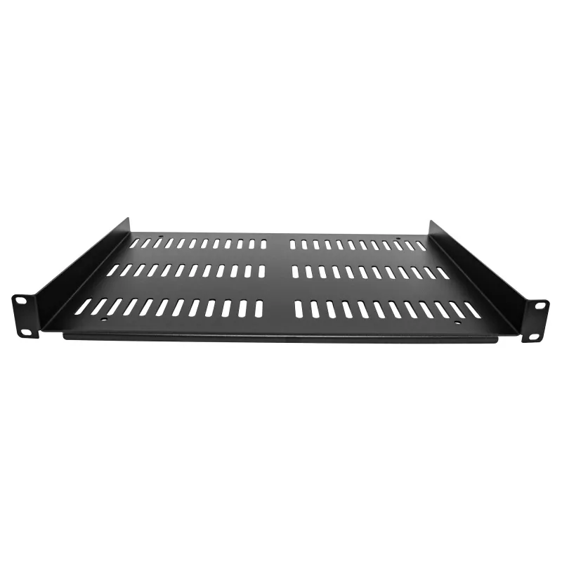 StarTech.com Bandeja de rack de servidor 1U - Bandeja en voladizo de montaje en rack universal ventilada para rack y armario de equipos de red de 19 pulgadas - Diseño duradero - Capacidad de peso 55 lb/25 kg - Bandeja de 12 pulgadas de profundidad, Negro