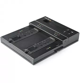 StarTech.com Duplicador y borrador autónomo de M.2 SATA y M.2 NVMe - Clonador/borrador de HDD/SSD para M.2 PCIe AHCI/NVMe, M.2 SATA, unidades SATA de 2,5/3,5 pulgadas - Borrador/duplicador de discos duros externo, TAA