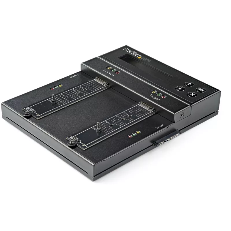 StarTech.com Duplicador y borrador autónomo de M.2 SATA y M.2 NVMe - Clonador/borrador de HDD/SSD para M.2 PCIe AHCI/NVMe, M.2 SATA, unidades SATA de 2,5/3,5 pulgadas - Borrador/duplicador de discos duros externo, TAA
