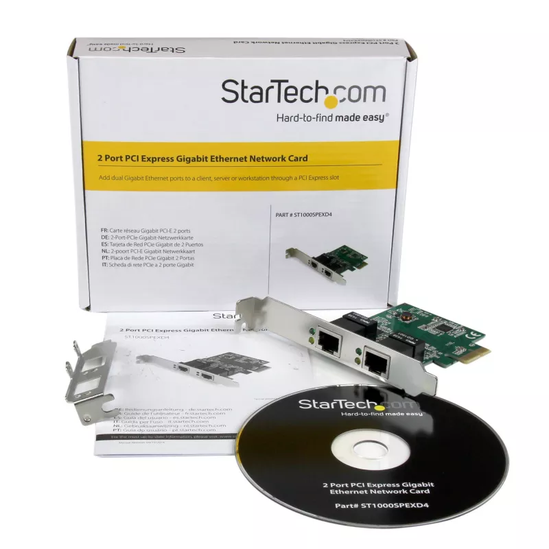 Tarjeta de red para servidor StarTech.com adaptador de red Gigabit PCI Express de doble puerto – PCIe-NIC