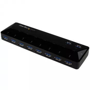 Hub USB 3.0 de 10 puertos StarTech.com con puertos de carga y sincronización – 2 puertos de 1,5 A~Hub USB 3.0 de 10 puertos con puertos de carga y sincronización – 5 Gbit/s – 2 puertos de 1,5 A