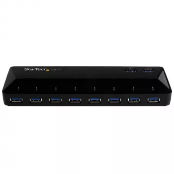 Hub USB 3.0 de 10 puertos StarTech.com con puertos de carga y sincronización – 2 puertos de 1,5 A~Hub USB 3.0 de 10 puertos con puertos de carga y sincronización – 5 Gbit/s – 2 puertos de 1,5 A