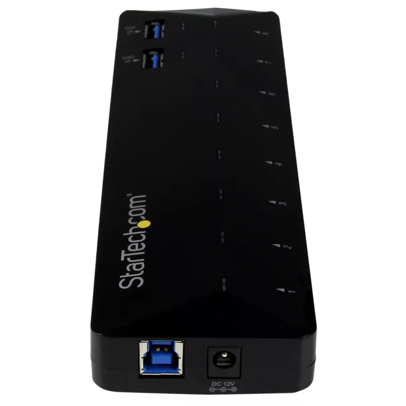 Hub USB 3.0 de 10 puertos StarTech.com con puertos de carga y sincronización – 2 puertos de 1,5 A~Hub USB 3.0 de 10 puertos con puertos de carga y sincronización – 5 Gbit/s – 2 puertos de 1,5 A