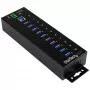 Hub USB 3.0 industrial de 10 puertos StarTech.com – Protección ESD y contra sobretensión~Hub USB 3.0 de 10 puertos – 5 Gbit/s – Hub USB-A industrial de metal con protección ESD y contra sobretensión – Montaje en carril DIN, pared o escritorio – Hub de expansión USB conforme a TAA