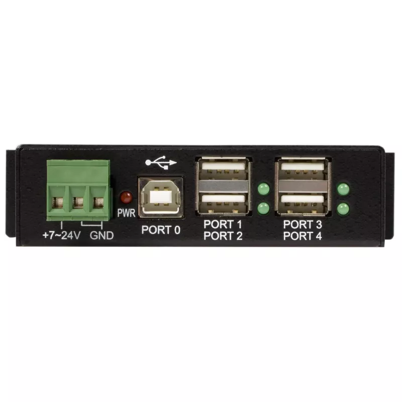 Hub USB 2.0 de 4 puertos StarTech.com - Hub USB-A industrial de metal - Montaje en carril DIN, pared o escritorio - Hub de datos USB - Hub de expansión USB conforme a TAA