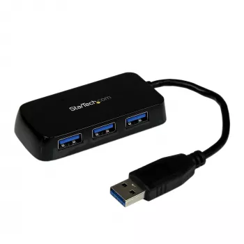 Mini hub USB 3.0 SuperSpeed de 4 puertos portátil StarTech.com - Negro~Mini hub USB 3.0 SuperSpeed de 4 puertos portátil - 5 Gbit/s - Negro