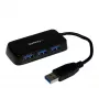 Mini hub USB 3.0 SuperSpeed de 4 puertos portátil StarTech.com - Negro~Mini hub USB 3.0 SuperSpeed de 4 puertos portátil - 5 Gbit/s - Negro