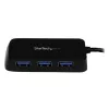 Mini hub USB 3.0 SuperSpeed de 4 puertos portátil StarTech.com - Negro~Mini hub USB 3.0 SuperSpeed de 4 puertos portátil - 5 Gbit/s - Negro