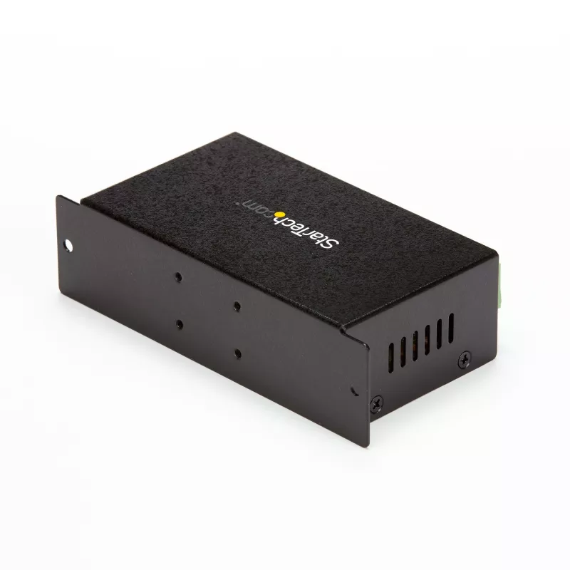 StarTech.com ST7200USBM hub USB 2.0 industrial de 7 puertos, carcasa metálica, protección ESD y contra sobretensiones, montaje en carril DIN/pared/escritorio, 7–24 V DC, conforme con TAA, negro