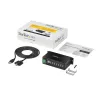 StarTech.com ST7200USBM hub USB 2.0 industrial de 7 puertos, carcasa metálica, protección ESD y contra sobretensiones, montaje en carril DIN/pared/escritorio, 7–24 V DC, conforme con TAA, negro