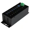 StarTech.com Hub USB 3.0 industrial de 7 puertos con protección ESD~Hub USB 3.0 de 7 puertos (5Gbps) - Hub USB-A industrial de metal con protección ESD y protección contra sobretensiones de 350W - Montaje en carril DIN, pared o mesa - Hub expansor USB conforme a TAA