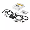 Switch KVM DisplayPort de 2 puertos StarTech.com – 4K 60 Hz – Switch KVM de escritorio compacto de doble puerto UHD DP 1.2 USB con cables de 1,2 m y audio – Alimentado por bus y conmutación remota – MacBook ThinkPad