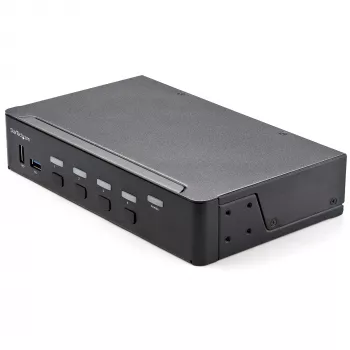 Switch KVM HDMI de 4 puertos StarTech.com – Monitor único 4K 60 Hz Ultra HD HDR – Switch KVM HDMI 2.0 de escritorio con hub USB 3.0 de 2 puertos (5 Gbit/s) y 4x USB 2.0 HID, audio – Conmutación por teclas de acceso rápido – TAA
