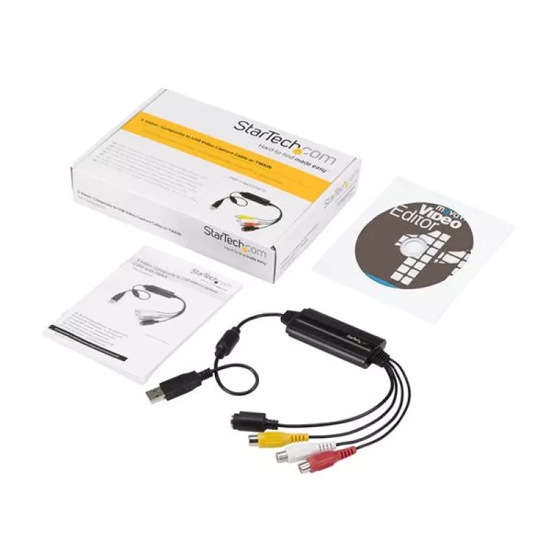 Cable adaptador de captura de vídeo USB StarTech.com – Cable de dispositivo de captura de vídeo S-Video/Composite a USB 2.0 SD – Compatibilidad con TWAIN – Convertidor analógico-digital para almacenamiento multimedia – Solo Windows