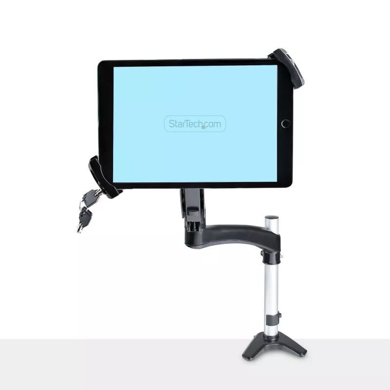 Adaptador de montaje VESA para tablets StarTech.com de 7,9 a 12,5 pulgadas – hasta 2 kg – patrón VESA 75x75/100x100 – soporte de pinza VESA universal antirrobo para tablet – soporte de tablet seguro – negro