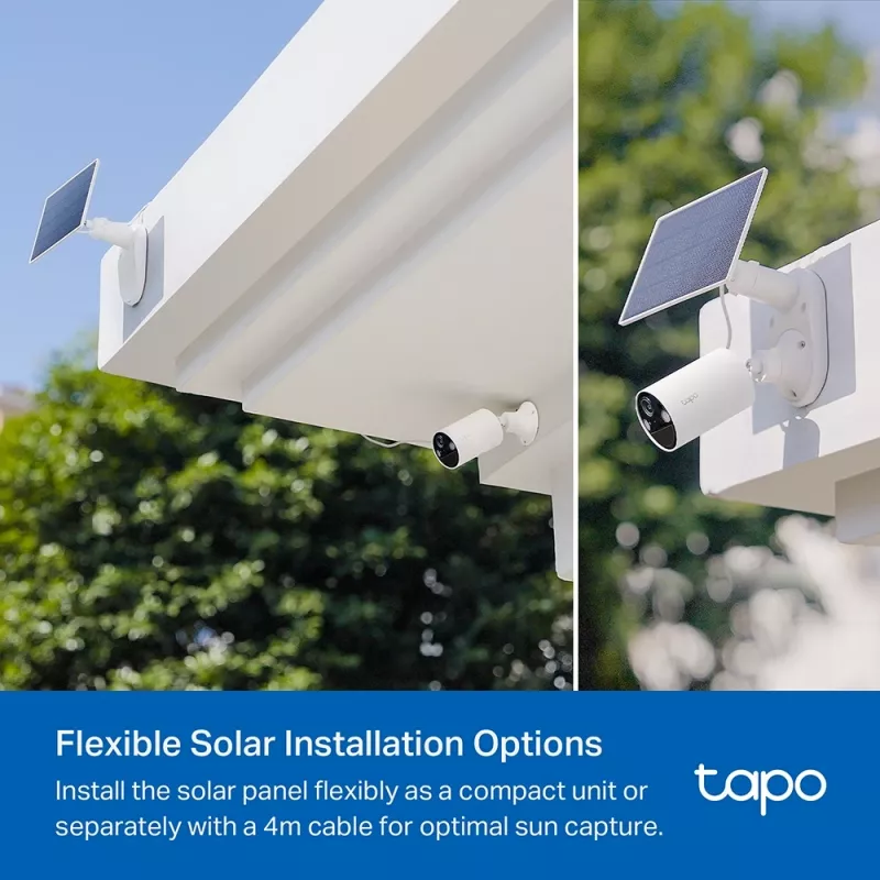 TP-Link Tapo A201 panel solar, 2,5 W, IP65, cable de 4 m, para cámaras con batería Tapo