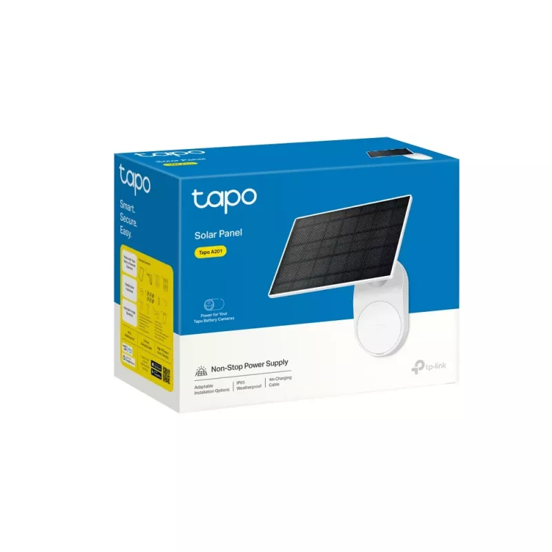 TP-Link Tapo A201 panel solar, 2,5 W, IP65, cable de 4 m, para cámaras con batería Tapo
