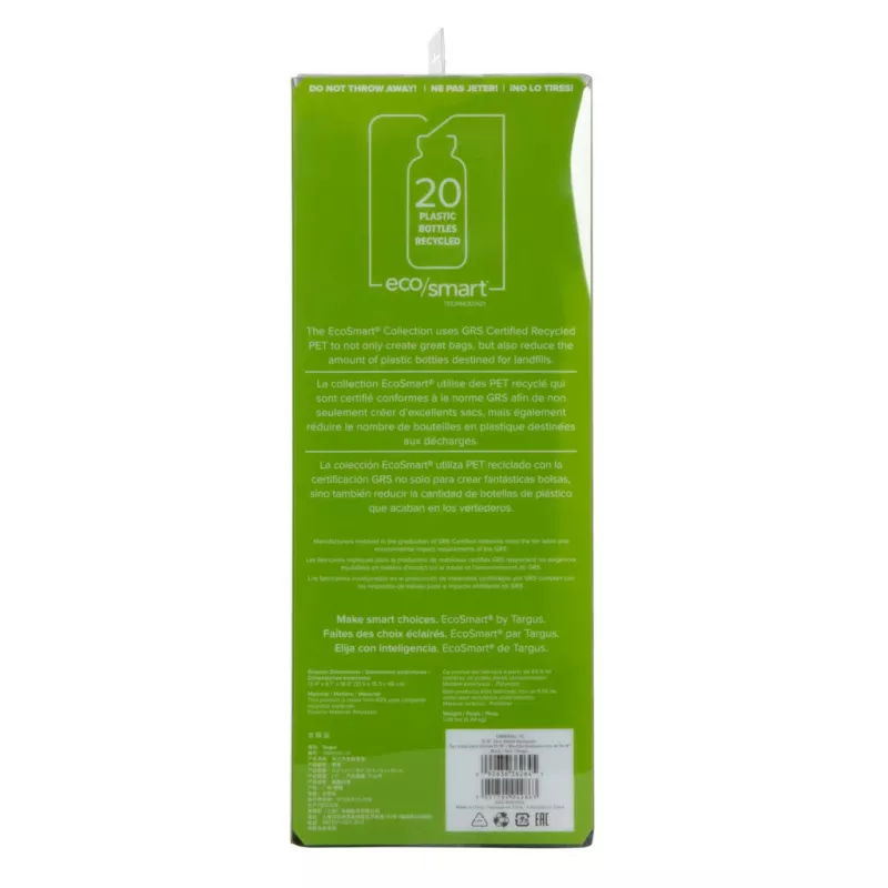 Targus TBB641GL EcoSmart Zero Waste mochila para portátil de 15–16 pulgadas, de plástico, negra
