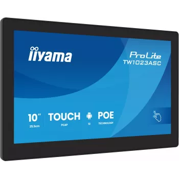 iiyama TW1023ASC-B3P pantalla de señalización diseño kiosco 25,6 cm (10,1 inch) Wi-Fi 385 cd/m² WXGA negro pantalla táctil procesador integrado Android 24/7