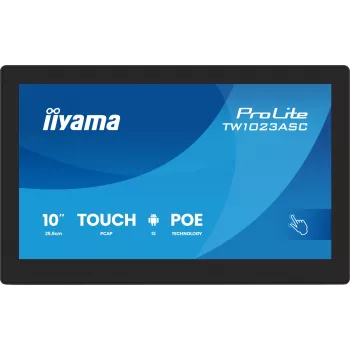 iiyama TW1023ASC-B3P pantalla de señalización diseño kiosco 25,6 cm (10,1 inch) Wi-Fi 385 cd/m² WXGA negro pantalla táctil procesador integrado Android 24/7