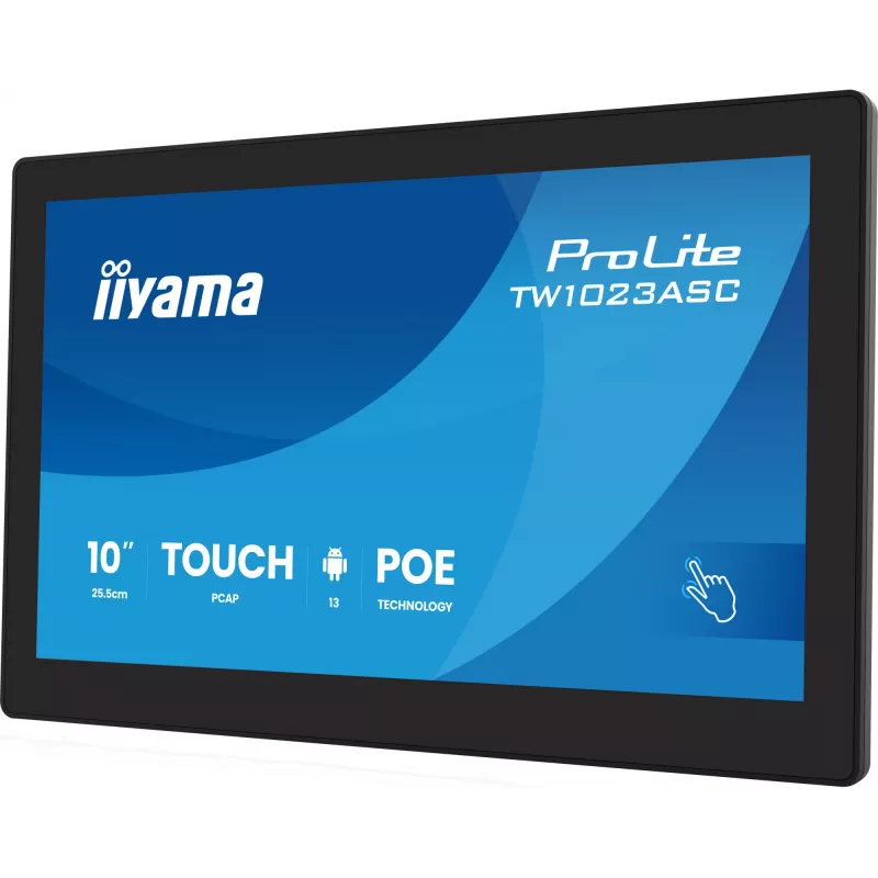 iiyama TW1023ASC-B3P pantalla de señalización diseño kiosco 25,6 cm (10,1 inch) Wi-Fi 385 cd/m² WXGA negro pantalla táctil procesador integrado Android 24/7