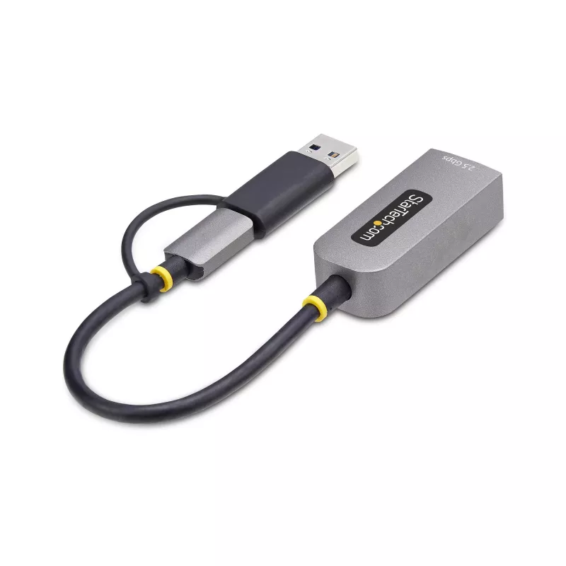 StarTech.com adaptador USB-C a Ethernet 2.5GbE con convertidor USB-A, NIC NBASE-T, USB 3.0 Type-C 2.5/1G red multivelocidad, compatible con Thunderbolt, Windows y Mac