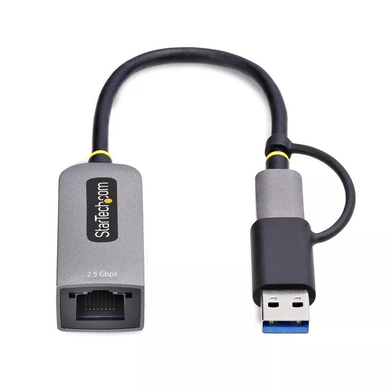 StarTech.com adaptador USB-C a Ethernet 2.5GbE con convertidor USB-A, NIC NBASE-T, USB 3.0 Type-C 2.5/1G red multivelocidad, compatible con Thunderbolt, Windows y Mac